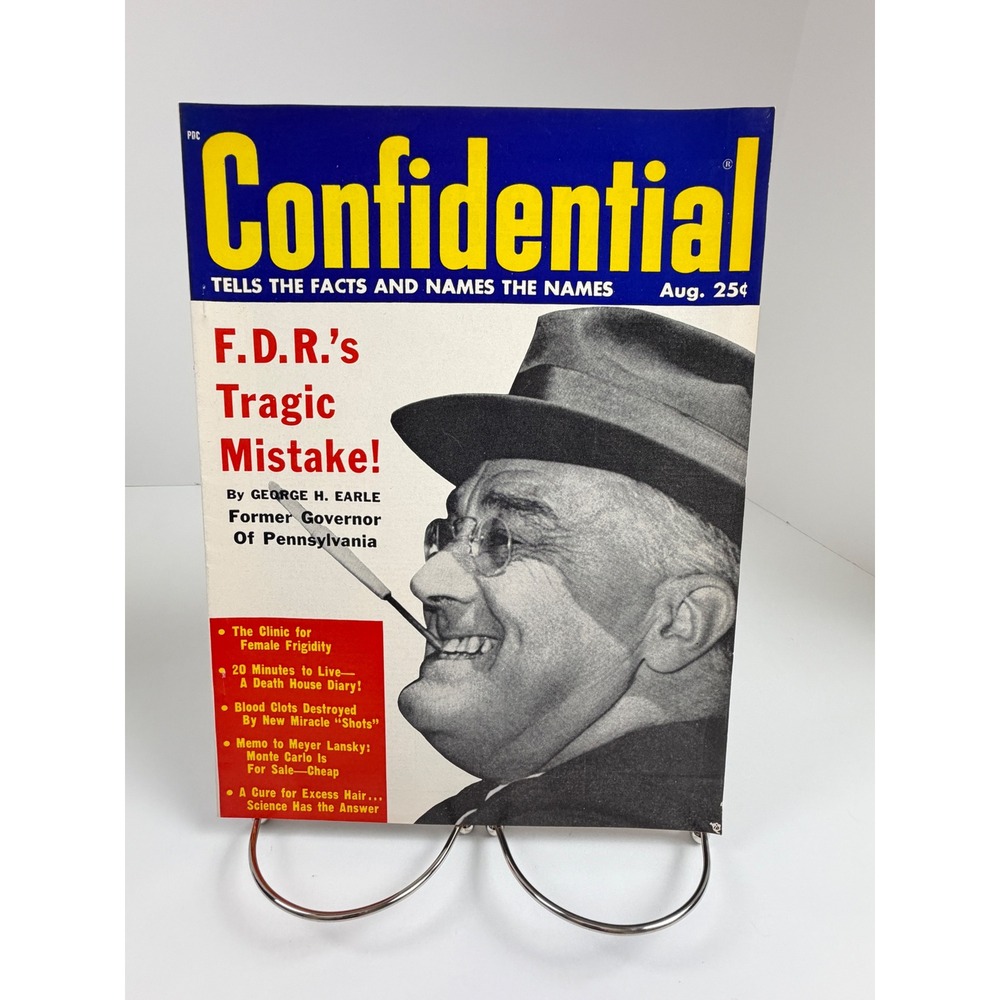 Vintage Confidential Magazine August 1958 FDR Meyer Lansky Crime Politics